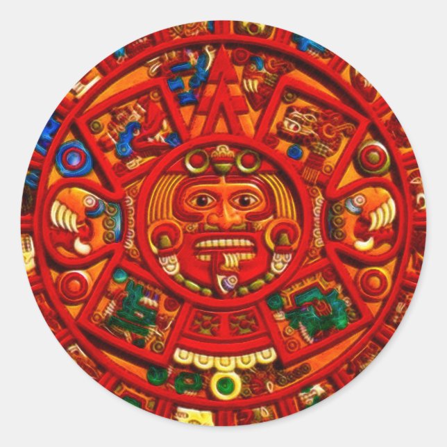 Spirit of Mexico & Peru, Mayan Incan Design Runder Aufkleber (Vorderseite)