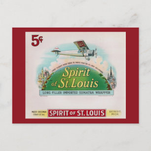 Spirit of St. Louis Vintage-Zigarrenetikett Retro Postkarte