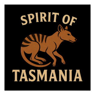 Spirit of Tasmania – Vintage-Thylacine-Typografie Poster