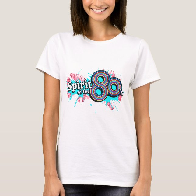 "Spirit of the 80's" Women ens multi-Blues Logo t T-Shirt (Vorderseite)