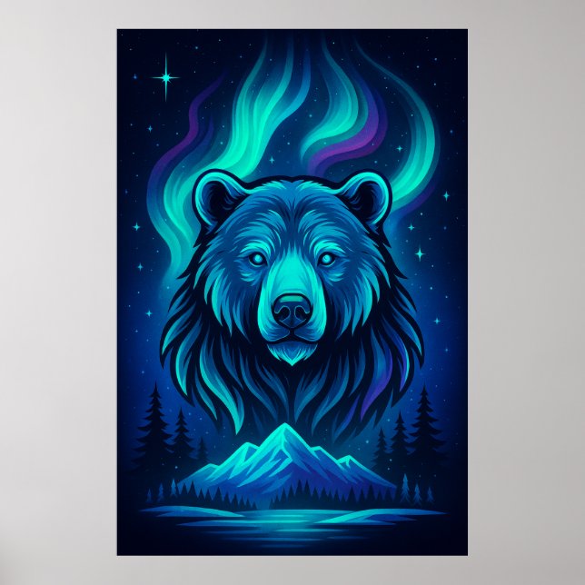 Spirit of the Northern Bear | Aurora Wildlife Art Poster (Vorne)