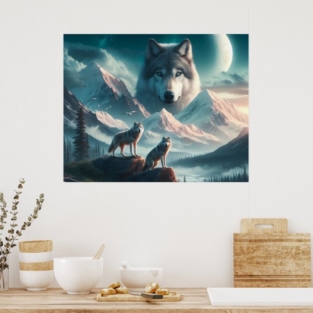 Spirit of the Wolves AI Art Poster (Küche)