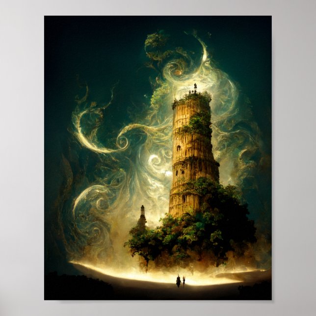 Spirit Tower Fantasy Sci-Fi Art Poster (Vorne)