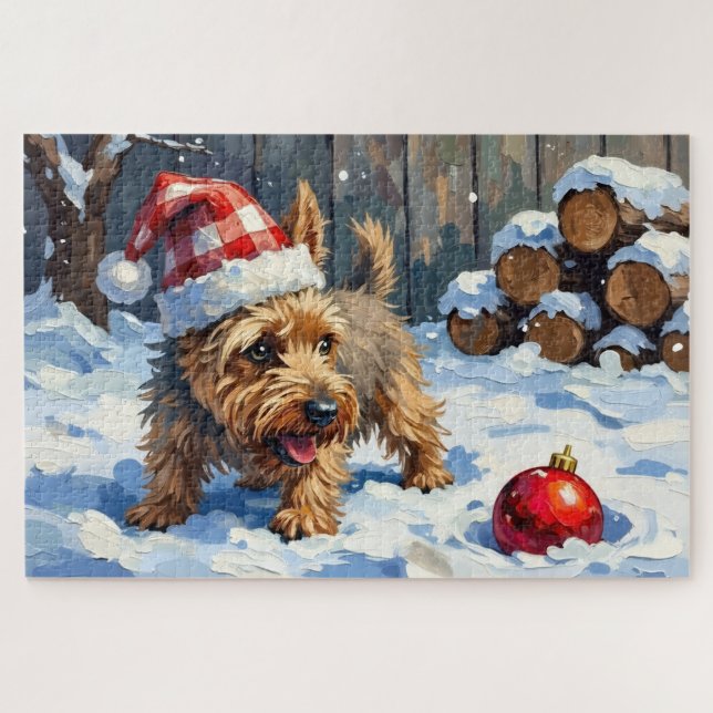 Spirited Cairn Terrier Dog Digging for Christmas T Puzzle (Horizontal)