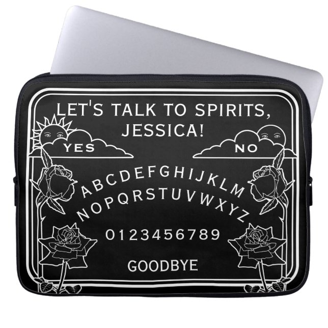 Spirits Gothic Schwarz-weiß Talking Board Laptopschutzhülle (Vorderseite)