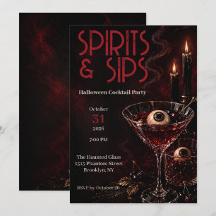 Spirits & Sips Erwachsene Halloween-Cocktailparty Einladung