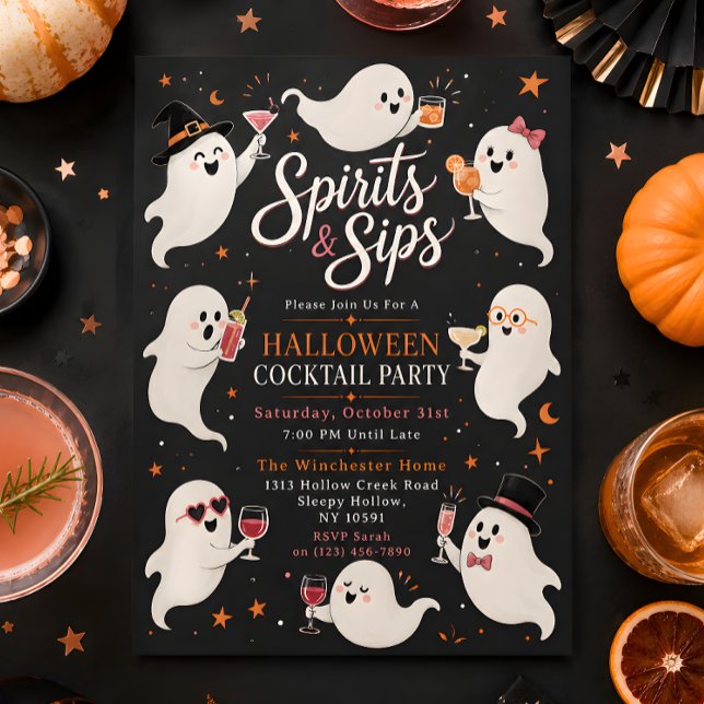 Spirits & Sips Halloween-Cocktailparty Einladung (Von Creator hochgeladen)