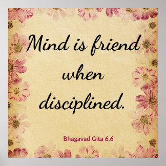 Spiritual Beige Pink Gita Disciplined Mind Print Poster