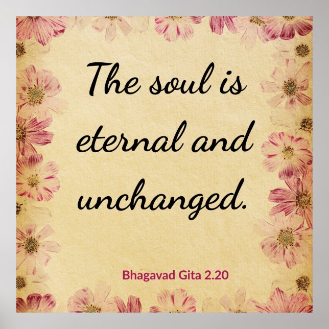 Spiritual Beige Pink Gita Eternal Soul Floral  Poster (Vorne)