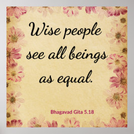 Spiritual Beige Pink Gita Wise Equality Floral Poster