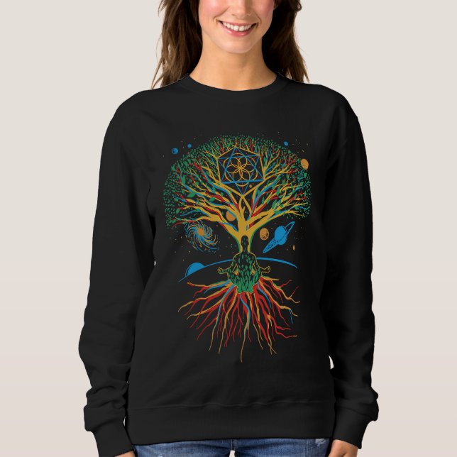 Spiritual Colorful Life Tree  Chakra  Yoga Instruc Sweatshirt (Vorderseite)