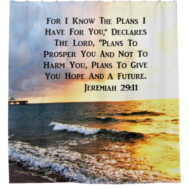 SPIRITUAL JEREMIAH 29:11 OCEAN DESIGN DUSCHVORHANG (Vorderseite)