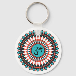 Spiritual Mandala Om Symbol Turquoise Geometric Schlüsselanhänger