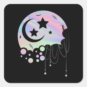 Spiritual Pastel Goth Kawaii Moon Quadratischer Aufkleber