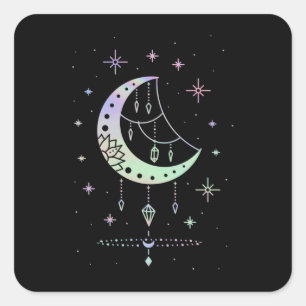 Spiritual Pastel Goth Moon Witchy Quadratischer Aufkleber