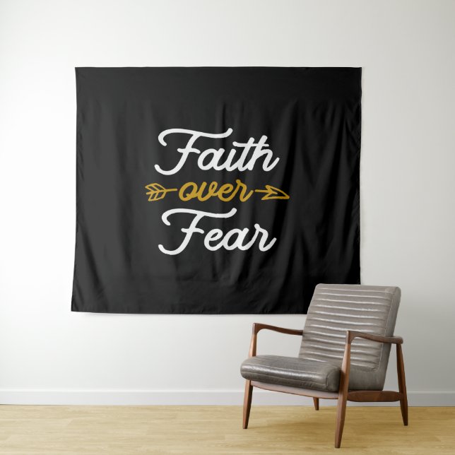 Spiritual Strength Faith Over Fear Wandteppich (Beispiel (Horizontal))
