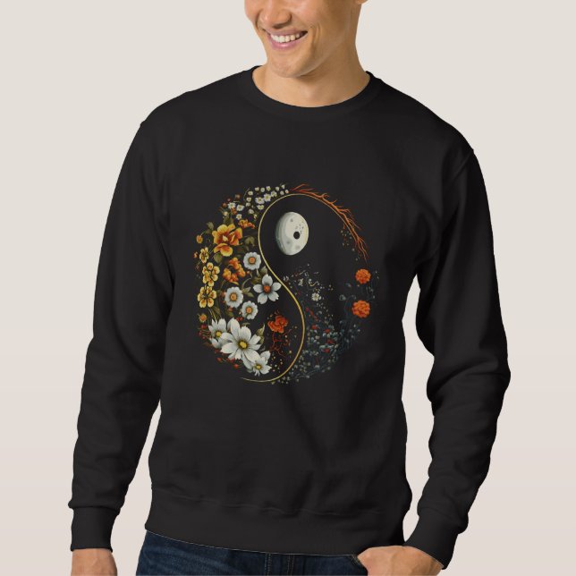 Spiritual Yoga Floral Yin Yang Flowers Symbol Sweatshirt (Vorderseite)