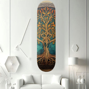 Spiritualer Baum des Lebens Whimsical Ozean Blau F Skateboard