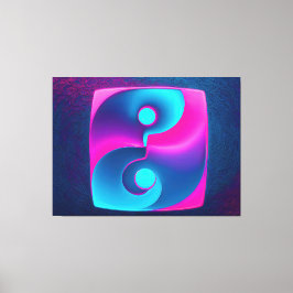 Spiritualität: Neon Yin Yang Pink & Blue Leinwanddruck