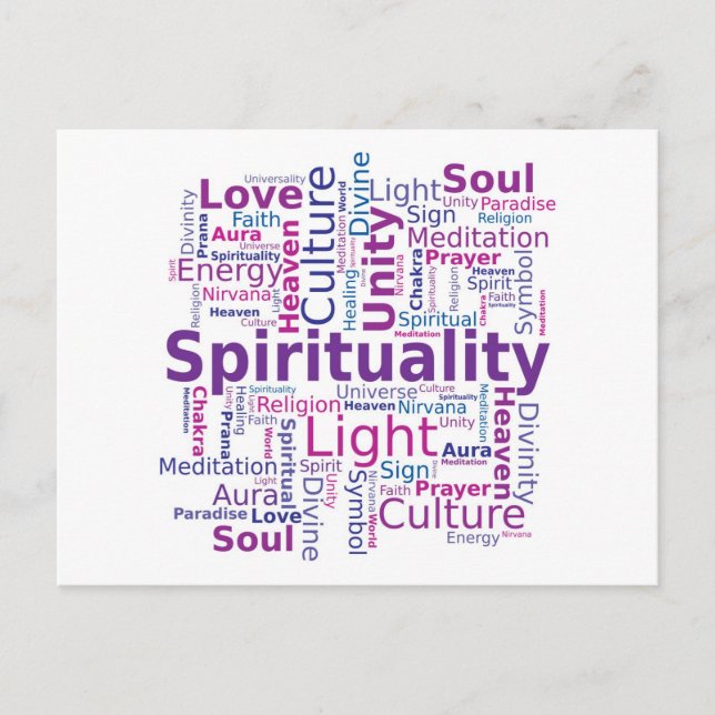 Spiritualität Word Cloud - Pink Postkarte (Vorderseite)
