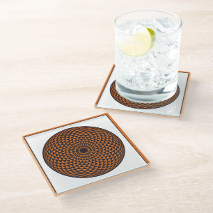 Spirituell Orange Gray Mandala Geometric Oriental Glasuntersetzer