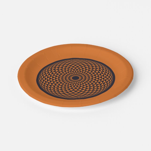 Spirituell Red Gray Mandala Geometric Oriental Pappteller (Schrägansicht)