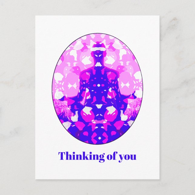 Spirituell rosa Sitting Yoga Pose Denken Sie an Si Postkarte (Vorderseite)