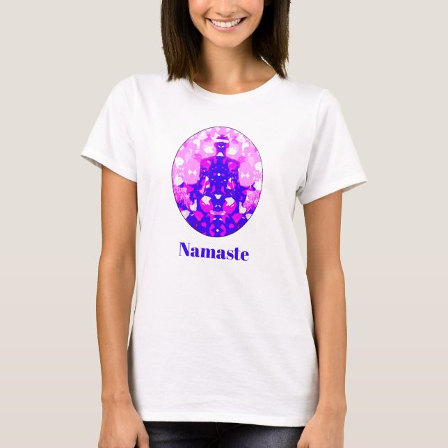 Spirituell rosa Sitting Yoga Pose Namaste T - Shir T-Shirt (Vorderseite)