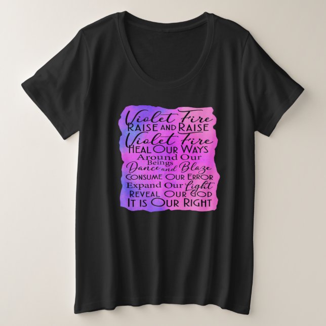 Spirituelle Absichten & Heilung Violett Feuer Gebe Große Größe T-Shirt (Design vorne)