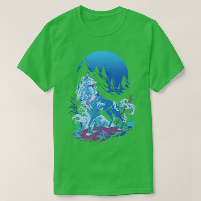 Spirituelle Aqua Wolf T-Shirt (Design vorne)
