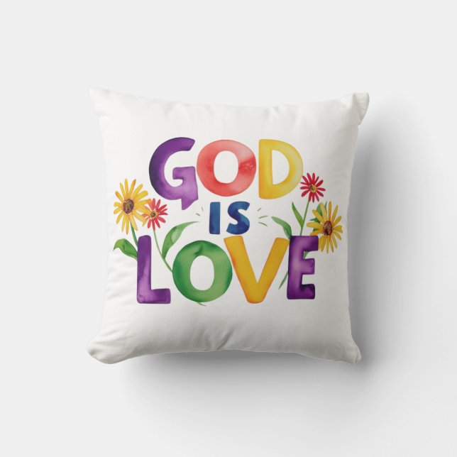 Spirituelle Biodizenz Gott ist Liebe Farbige Blume Kissen (Vorderseite)