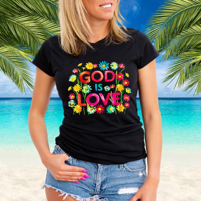 Spirituelle Biodizenz Gott ist Liebe Farbige Blume Tri-Blend Shirt (Von Creator hochgeladen)