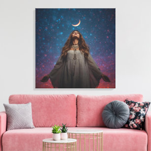 Spirituelle Boho-Frau-Wandkunst   Mystische Boheme Leinwanddruck