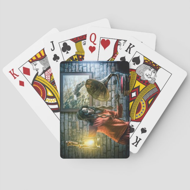 Spirituelle Frau und ihre Musik Spielkarten (Rückseite)