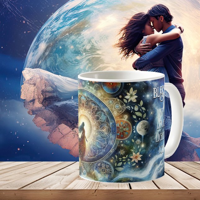 Spirituelle Gaia New Age Earth Art Kaffeetasse (Mug with an artistic spiritual design inspired by New Age Gaia. Celebrating New Earth - lightworker)