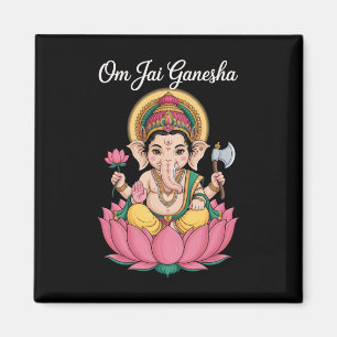 Spirituelle Ganesha-Lotus-Illustration Om Jai-Spru Magnet