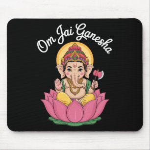 Spirituelle Ganesha-Lotus-Illustration Om Jai-Spru Mousepad
