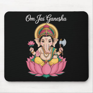 Spirituelle Ganesha-Lotus-Illustration Om Jai-Spru Mousepad