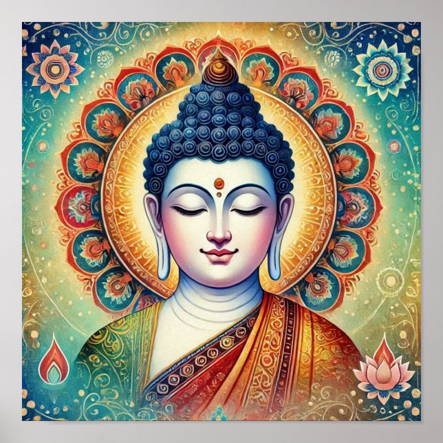 Spirituelle Gautam Buddha Kunstwerk Poster (Vorne)