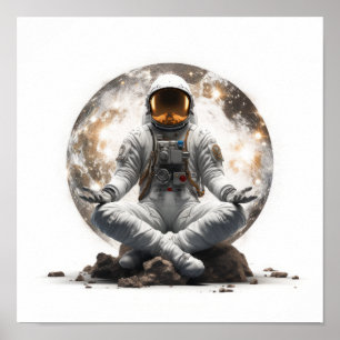 Spirituelle Gelassenheit: Astronaut meditiert in e Poster