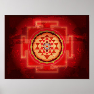 Spirituelle Grunge Shree Yantra Poster