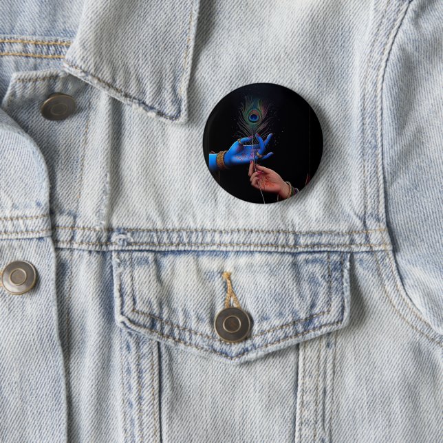 Spirituelle Krishna-Hand mit Flöten-Ästhetik-Pinba Button (Beispiel)
