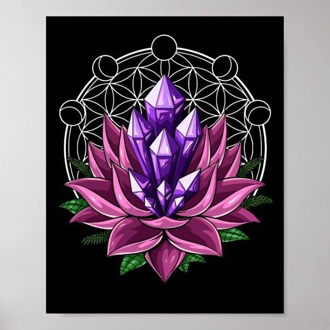 Spirituelle Kristalle Lotus Poster (Vorne)