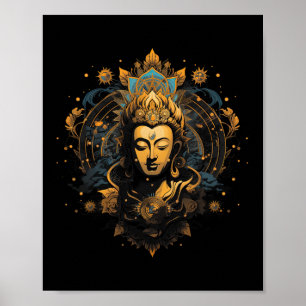 Spirituelle Kunst Frieden Zen Yoga Asien Guatama B Poster