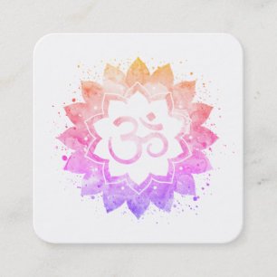 *~* Spirituelle Lotus Blume Mandala Om Om Symbol Quadratische Visitenkarte