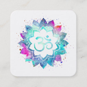 *~* Spirituelle Lotus Blume Mandala Om Om Symbol Quadratische Visitenkarte