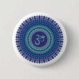 Spirituelle Mandala Om Lila Aqua Button