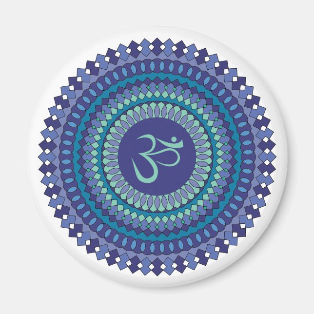 Spirituelle Mandala Om Lila Aqua Magnet (Vorne)
