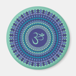 Spirituelle Mandala Om Lila Aqua Magnet