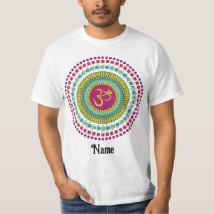Spirituelle Mandala Om Symbol Rosa Grün individuel T-Shirt